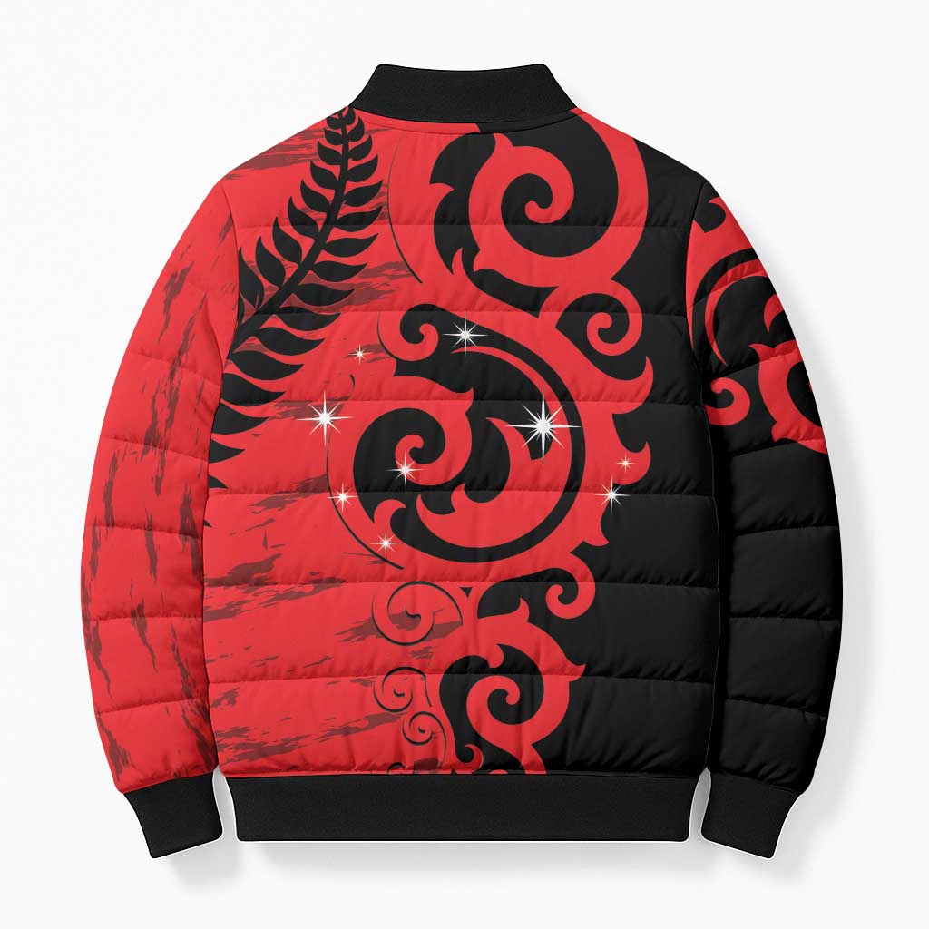 New Zealand Matariki Bomber Puffer Jacket Maori New Year Koru Pattern