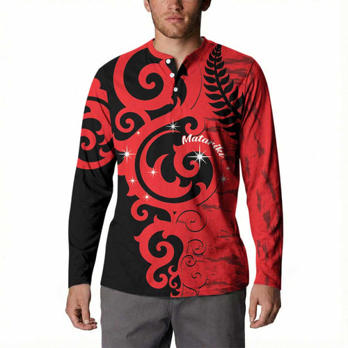 New Zealand Matariki Button Sweatshirt Maori New Year Koru Pattern
