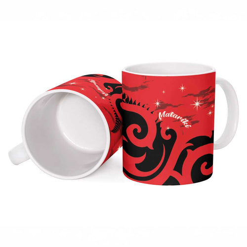 New Zealand Matariki Ceramic Mug Maori New Year Koru Pattern