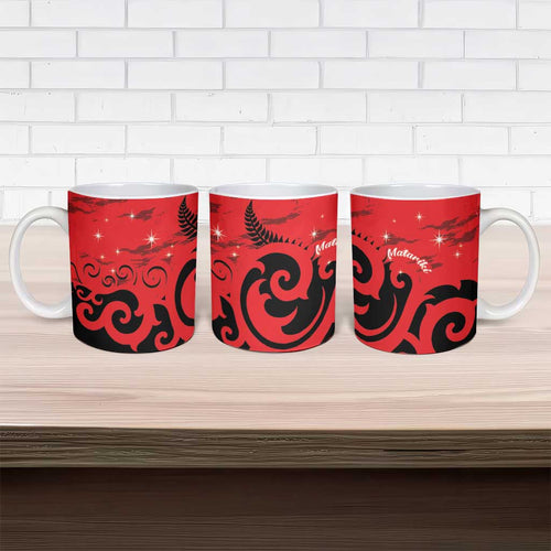 New Zealand Matariki Ceramic Mug Maori New Year Koru Pattern
