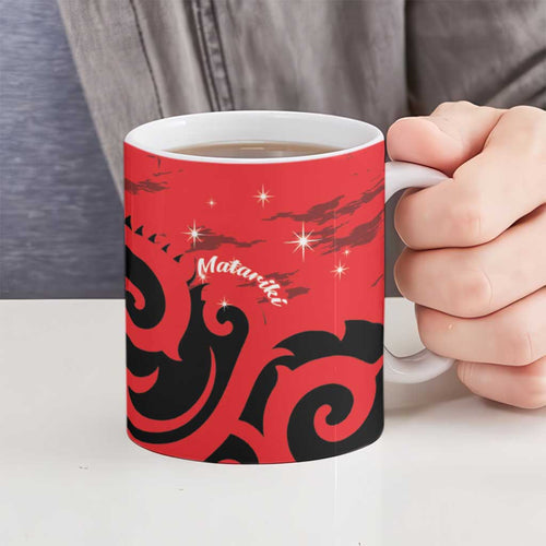 New Zealand Matariki Ceramic Mug Maori New Year Koru Pattern