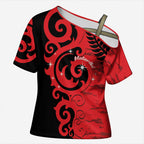 New Zealand Matariki Cross Shoulder Shirt Maori New Year Koru Pattern