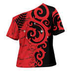 New Zealand Matariki Cross Shoulder Shirt Maori New Year Koru Pattern