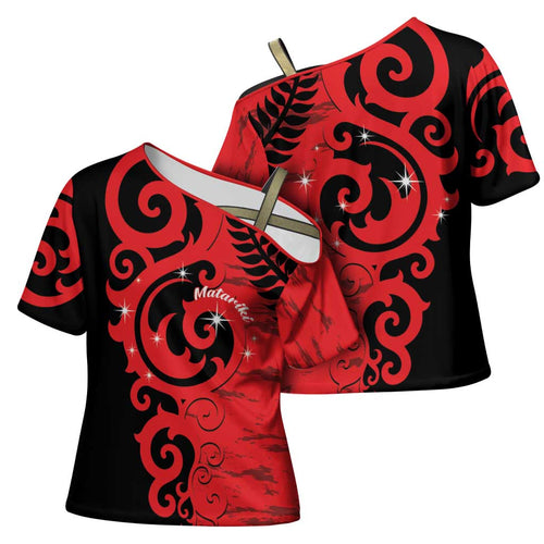 New Zealand Matariki Cross Shoulder Shirt Maori New Year Koru Pattern