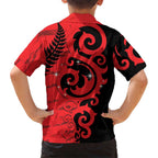 New Zealand Matariki Family Matching Off Shoulder Short Dress and Hawaiian Shirt Maori New Year Koru Pattern