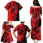 New Zealand Matariki Family Matching Puletasi and Hawaiian Shirt Maori New Year Koru Pattern