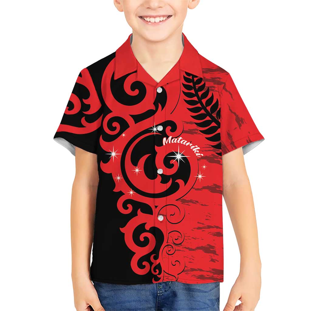 New Zealand Matariki Kid Hawaiian Shirt Maori New Year Koru Pattern