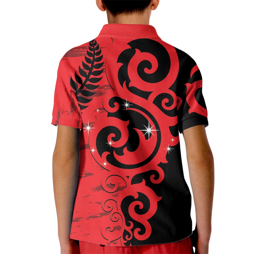New Zealand Matariki Kid Polo Shirt Maori New Year Koru Pattern
