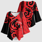 New Zealand Matariki Kimono Sleeve Blouse Maori New Year Koru Pattern