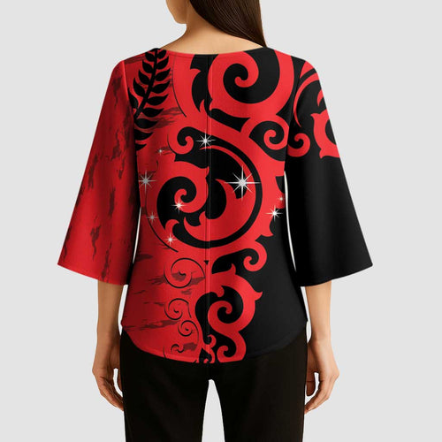 New Zealand Matariki Kimono Sleeve Blouse Maori New Year Koru Pattern