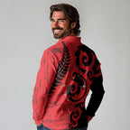 New Zealand Matariki Long Sleeve Polo Shirt Maori New Year Koru Pattern