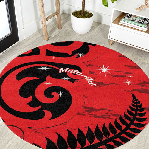 New Zealand Matariki Round Carpet Maori New Year Koru Pattern