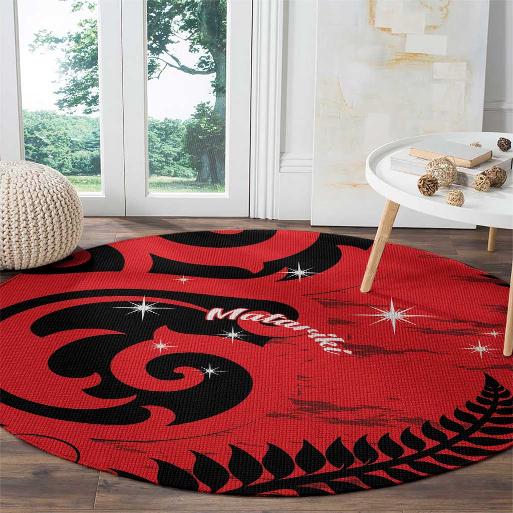 New Zealand Matariki Round Carpet Maori New Year Koru Pattern