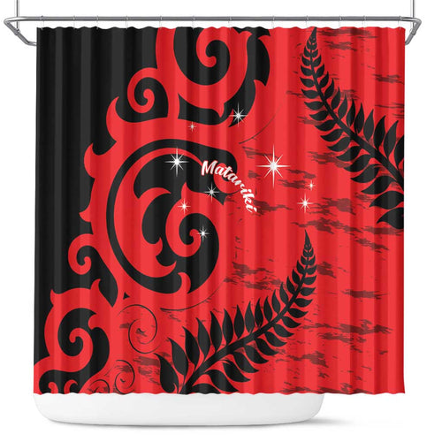 New Zealand Matariki Shower Curtain Maori New Year Koru Pattern