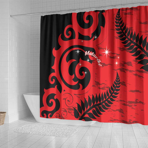 New Zealand Matariki Shower Curtain Maori New Year Koru Pattern