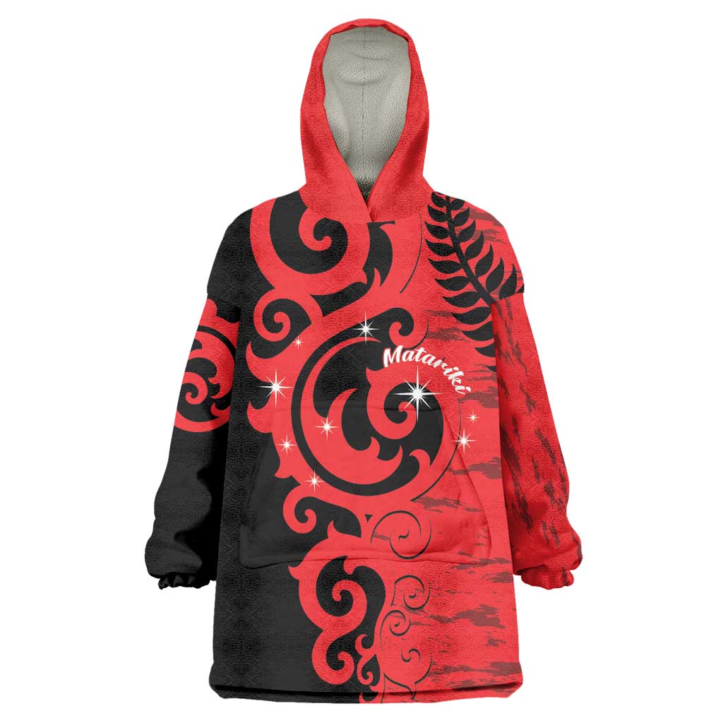 New Zealand Matariki Wearable Blanket Hoodie Maori New Year Koru Pattern