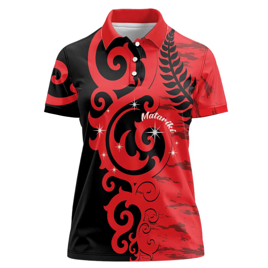 New Zealand Matariki Women Polo Shirt Maori New Year Koru Pattern