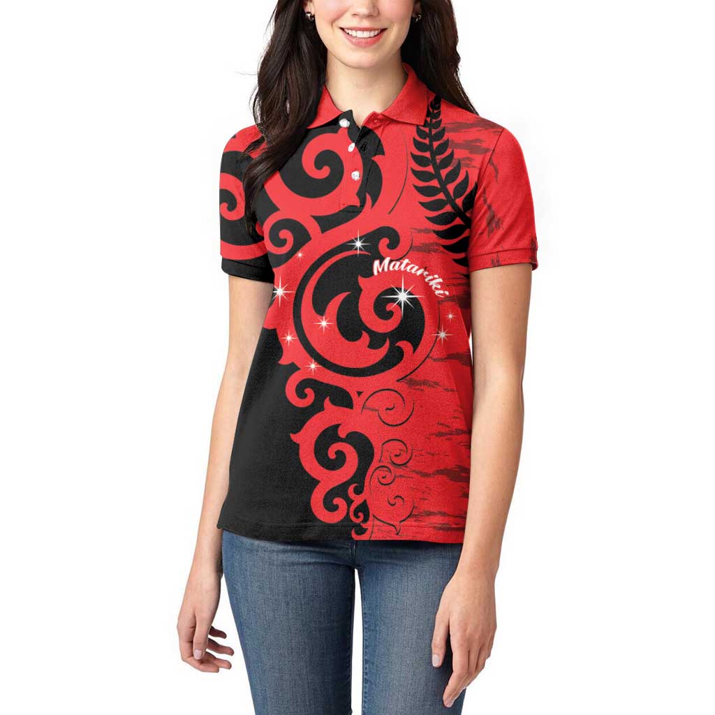 New Zealand Matariki Women Polo Shirt Maori New Year Koru Pattern