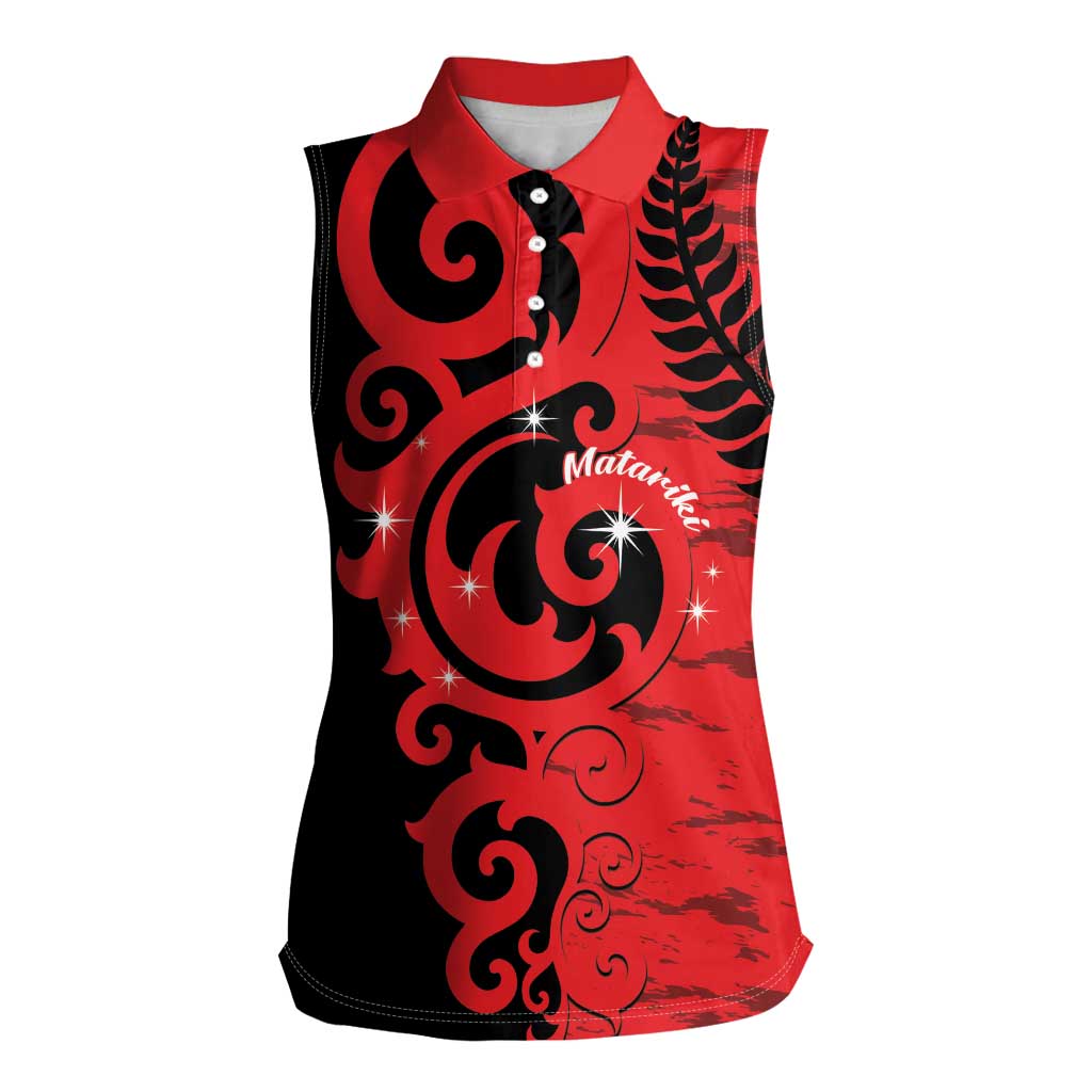 New Zealand Matariki Women Sleeveless Polo Shirt Maori New Year Koru Pattern