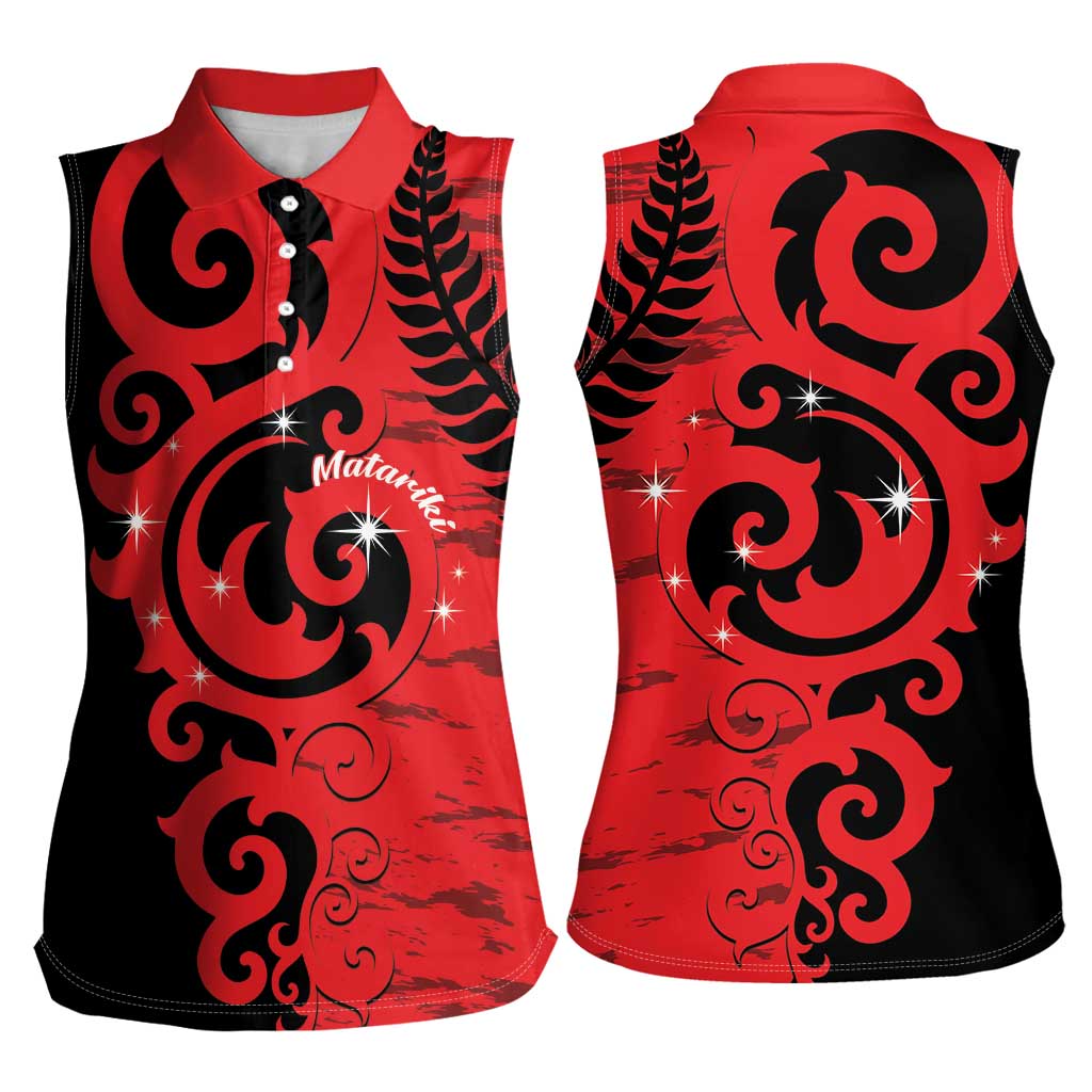 New Zealand Matariki Women Sleeveless Polo Shirt Maori New Year Koru Pattern