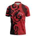New Zealand Matariki Zipper Polo Shirt Maori New Year Koru Pattern