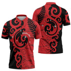 New Zealand Matariki Zipper Polo Shirt Maori New Year Koru Pattern