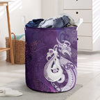 New Zealand Matariki Laundry Basket Maori Manaia Galaxy Silver Fern Purple Color