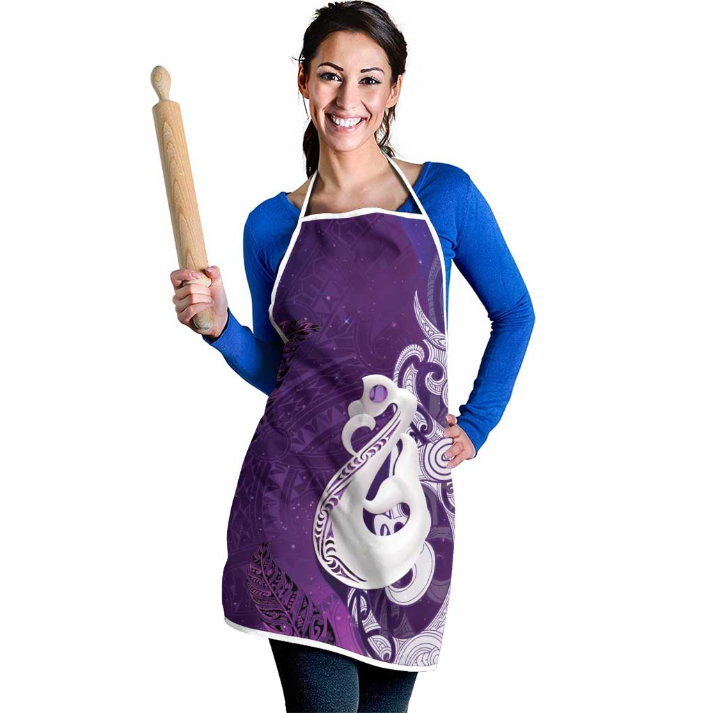 New Zealand Matariki Apron Maori Manaia Galaxy Silver Fern Purple Color