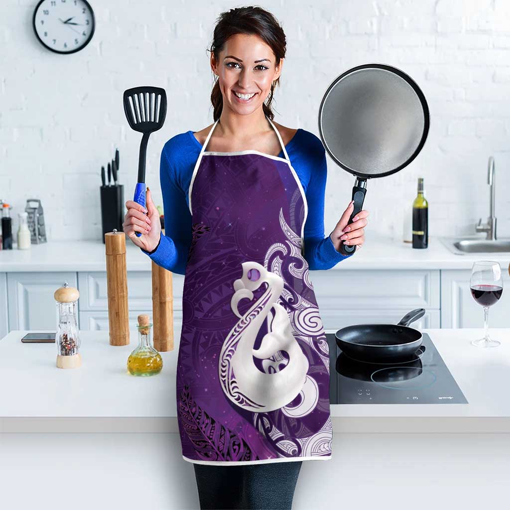 New Zealand Matariki Apron Maori Manaia Galaxy Silver Fern Purple Color
