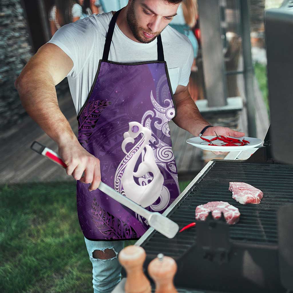 New Zealand Matariki Apron Maori Manaia Galaxy Silver Fern Purple Color