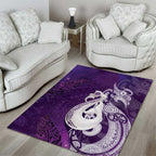 New Zealand Matariki Area Rug Maori Manaia Galaxy Silver Fern Purple Color