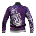 New Zealand Matariki Baseball Jacket Maori Manaia Galaxy Silver Fern Purple Color