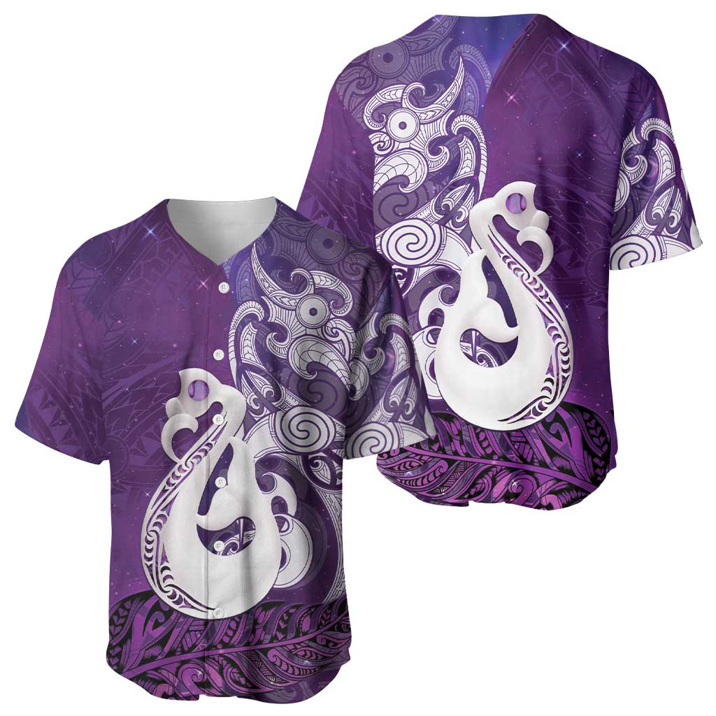 New Zealand Matariki Baseball Jersey Maori Manaia Galaxy Silver Fern Purple Color