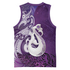 New Zealand Matariki Basketball Jersey Maori Manaia Galaxy Silver Fern Purple Color