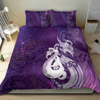 New Zealand Matariki Bedding Set Maori Manaia Galaxy Silver Fern Purple Color