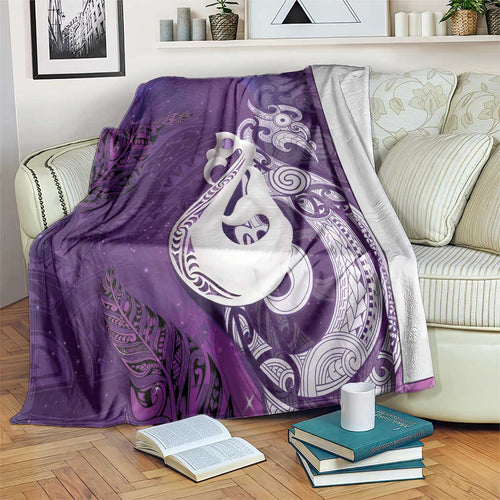 New Zealand Matariki Blanket Maori Manaia Galaxy Silver Fern Purple Color