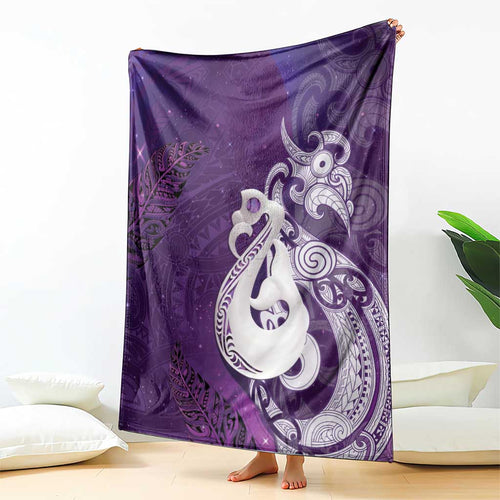 New Zealand Matariki Blanket Maori Manaia Galaxy Silver Fern Purple Color