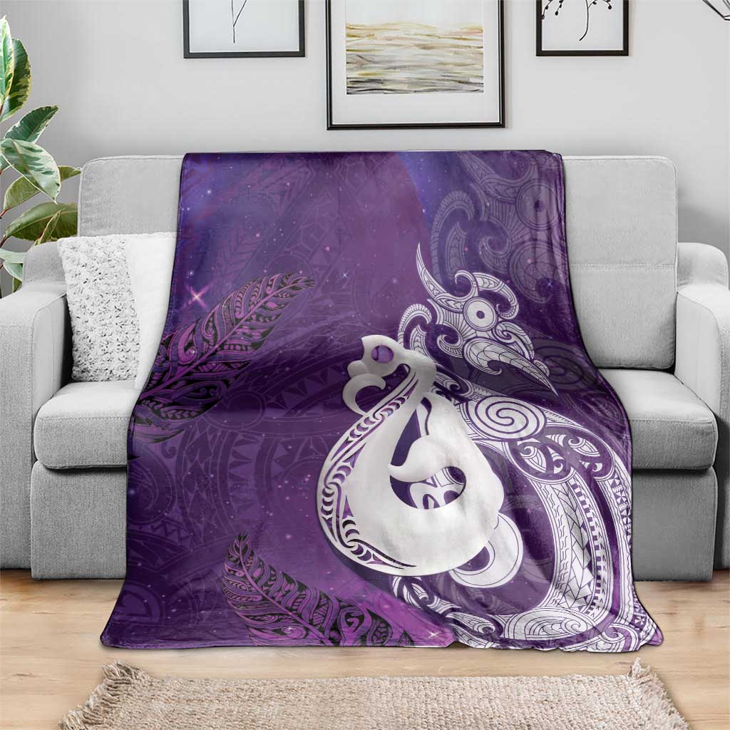 New Zealand Matariki Blanket Maori Manaia Galaxy Silver Fern Purple Color