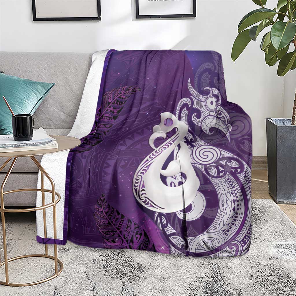 New Zealand Matariki Blanket Maori Manaia Galaxy Silver Fern Purple Color