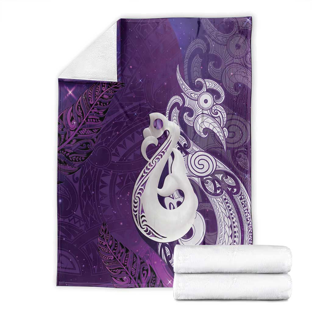 New Zealand Matariki Blanket Maori Manaia Galaxy Silver Fern Purple Color