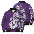 New Zealand Matariki Bomber Puffer Jacket Maori Manaia Galaxy Silver Fern Purple Color