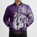 New Zealand Matariki Bomber Puffer Jacket Maori Manaia Galaxy Silver Fern Purple Color