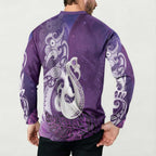 New Zealand Matariki Button Sweatshirt Maori Manaia Galaxy Silver Fern Purple Color