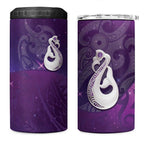 New Zealand Matariki 4 in 1 Can Cooler Tumbler Maori Manaia Galaxy Silver Fern Purple Color