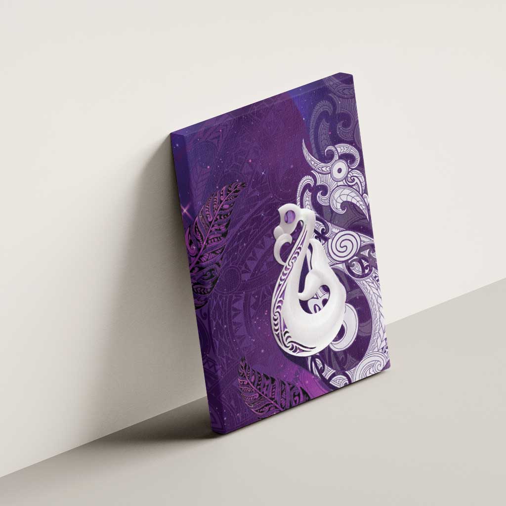 New Zealand Matariki Canvas Wall Art Maori Manaia Galaxy Silver Fern Purple Color