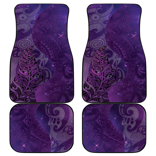 New Zealand Matariki Car Mats Maori Manaia Galaxy Silver Fern Purple Color