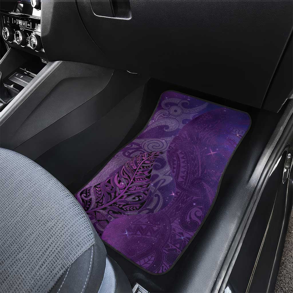 New Zealand Matariki Car Mats Maori Manaia Galaxy Silver Fern Purple Color