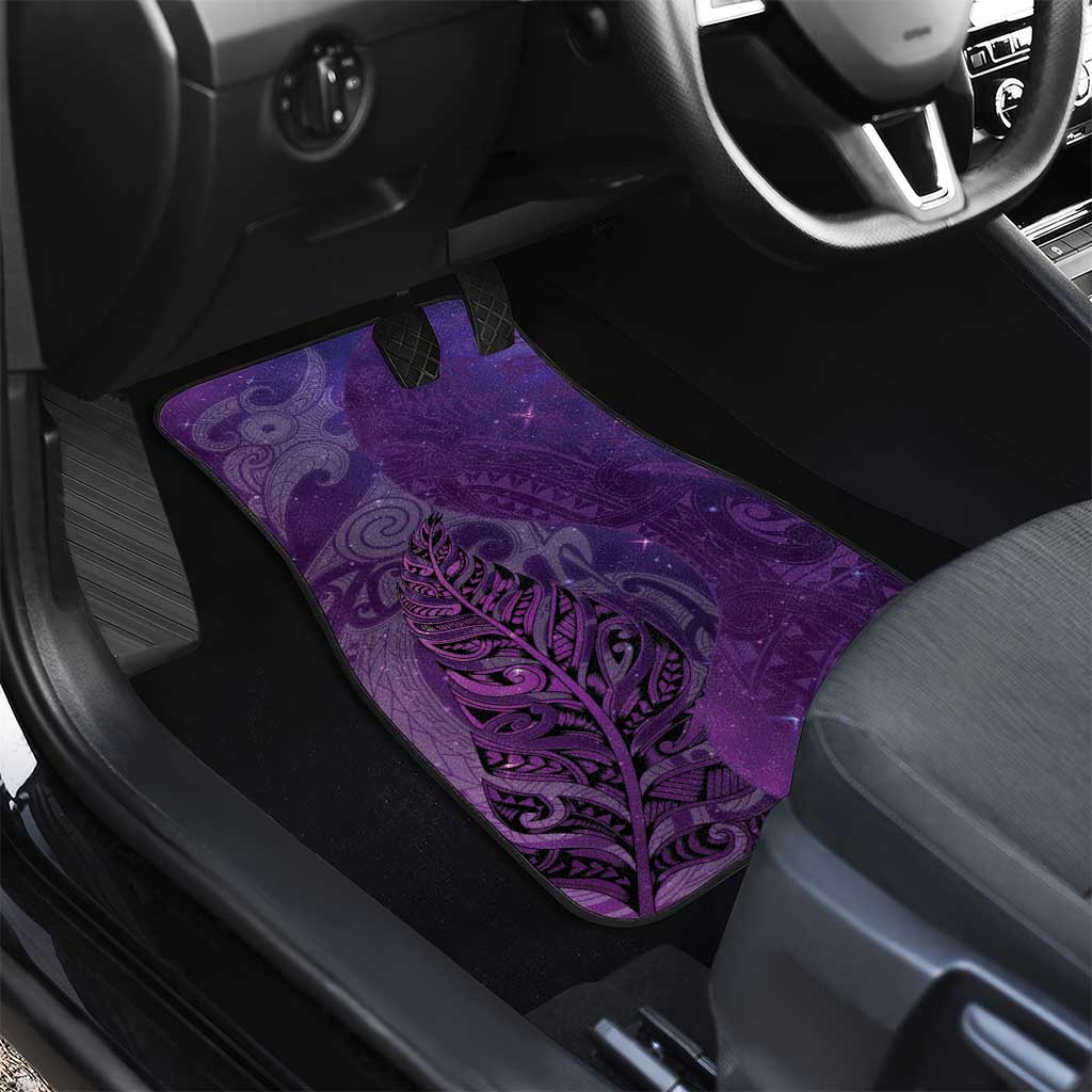 New Zealand Matariki Car Mats Maori Manaia Galaxy Silver Fern Purple Color