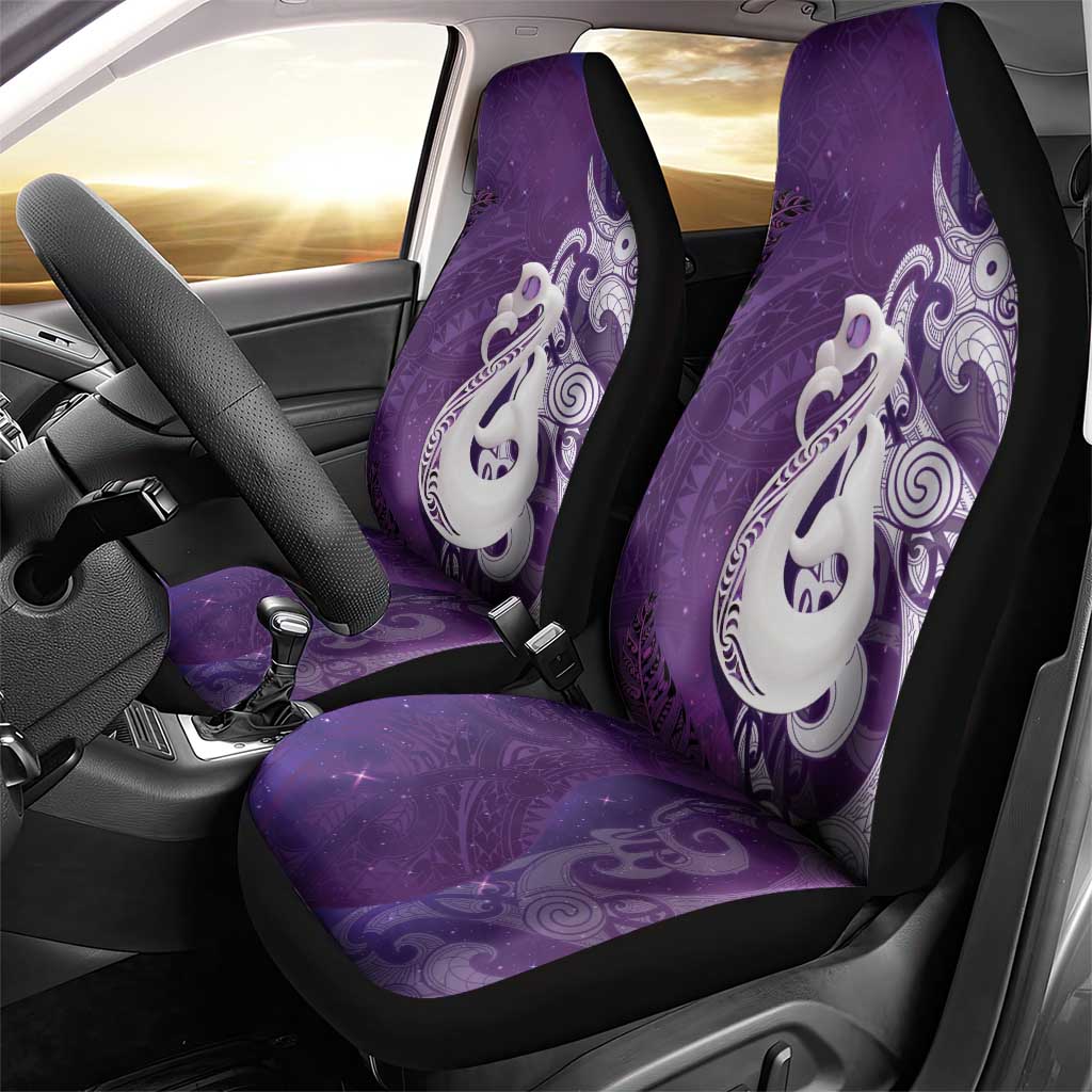 New Zealand Matariki Car Seat Cover Maori Manaia Galaxy Silver Fern Purple Color