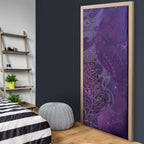 New Zealand Matariki Door Cover Maori Manaia Galaxy Silver Fern Purple Color